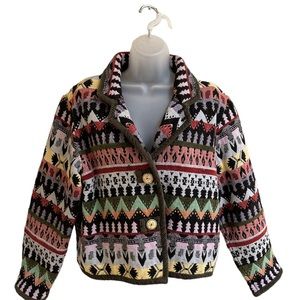 Aztec Southwest Woman’s M,cotton weave jacket coat vintage tapestry, urban.